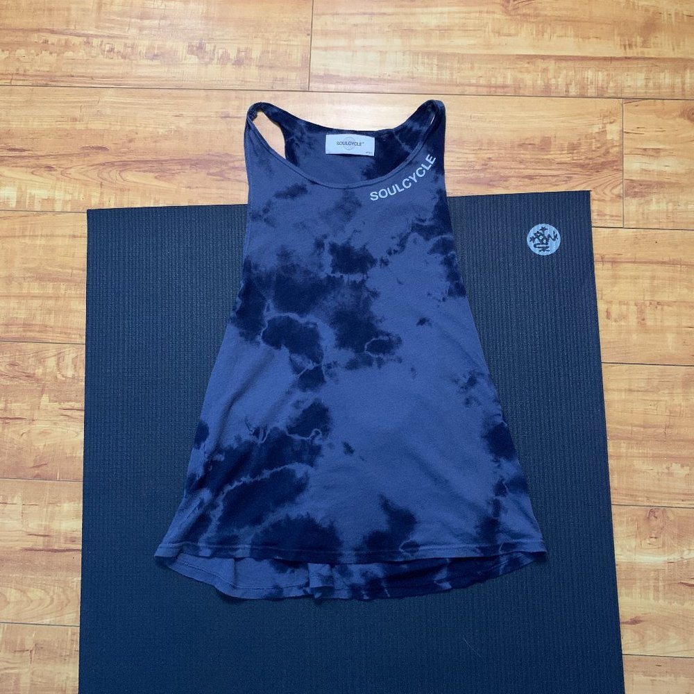 Blue Tie Dye Twist Back SoulCycle Tank Top